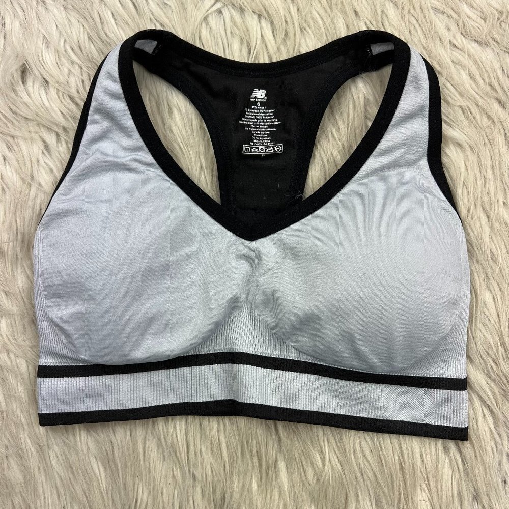 New Balance Women's Gray Black Sports Bra